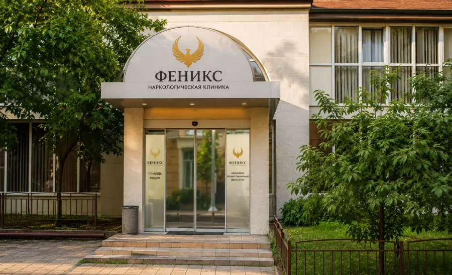Вход в наркологическую клинику «Феникс» в Коле